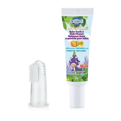 Nuby Fluoride-Free with Citroganix Baby Tooth & Gum Cleaner with Gum Massager, All natural