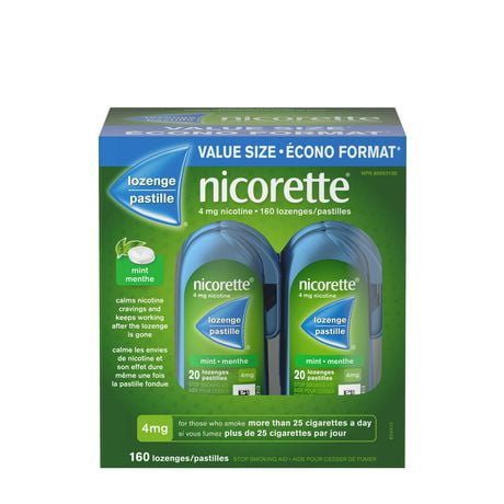 Nicorette Nicotine  Lozenges, Quit Smoking Aid, Mint, 4mg, 160 Count, 160 Count
