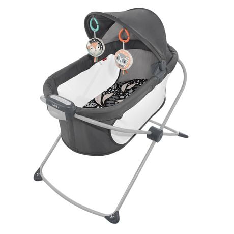 ​​Fisher-Price Soothing View Projection Bassinet – Midnight Eucalyptus, folding portable baby cradle