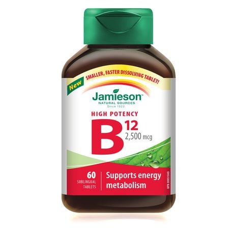 Jamieson Vitamin B12 2,500 Mcg High Potency Sublingual Tablets | Walmart.ca