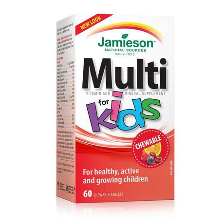 Jamieson Chewable Multivitamin for Kids Fruit Flavour, 60 chewable tablets