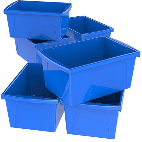 Storex 5.5 Gallon (21L) Classroom Storage Bin, Blue, 6-Pack