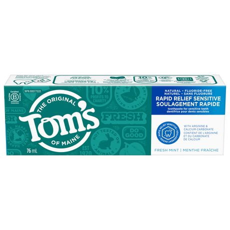 Tom's of Maine Rapid Relief Sensitive Natural Toothpaste, 76 mL