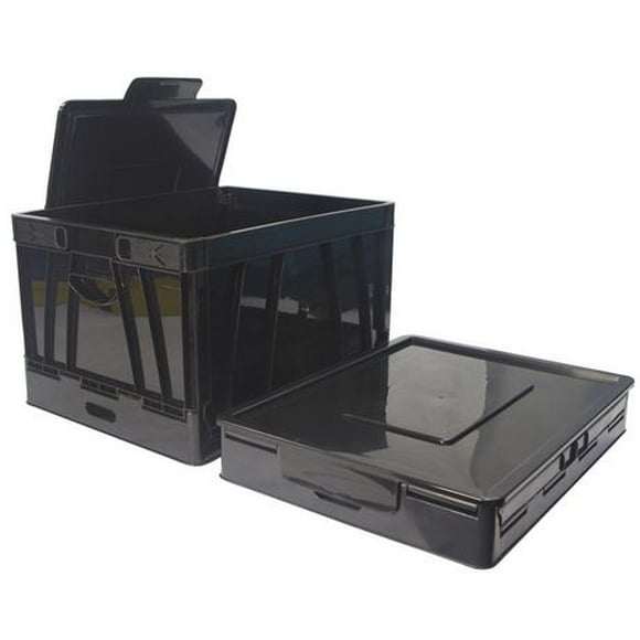 Storex Folding Storage Cube with Lid, Black, 2-Pack