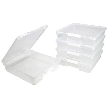 Storex 12x12 Classroom Student Project Box, Clear, Case of 5