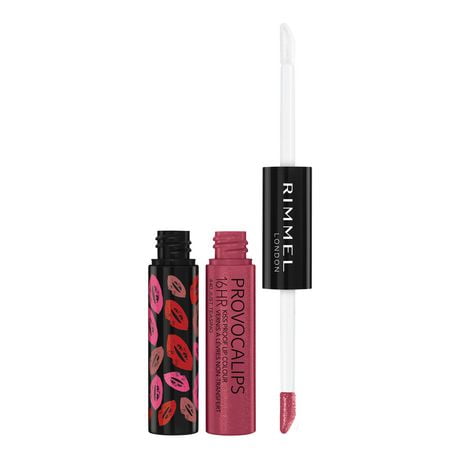 Rimmel Provocalips 16HR Kiss-Proof Lip Colour, two-step, glossy finish, 16H of colour, lightweight & flexible formula, 100% Cruelty-Free, Mask-Resistant Lipstick