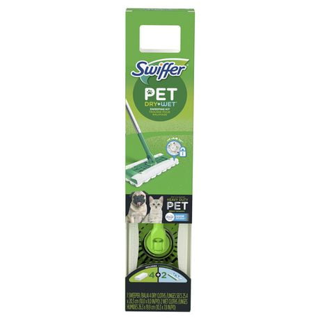 Swiffer Sweeper Pet 2-in-1, Dry and Wet Multi-Surface Floor Cleaner, Sweeping and Mopping Starter Kit, 1 Mop + 6 Refills