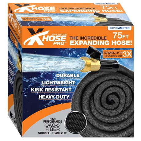 Xhose Garden Hose Expandable Hose Dac-5 Ultra Durable Garden Hose 75' Black