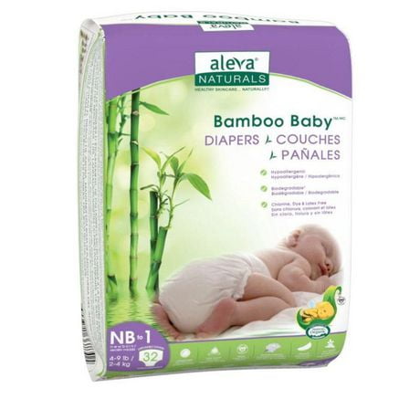 Aleva Naturals® Bamboo Baby Diapers (Size NB-1) - 32 Count