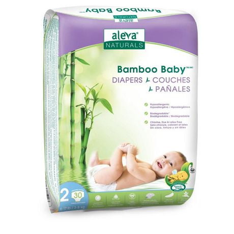 Aleva Naturals® Bamboo Baby Diapers (Size 2) - 30 Count