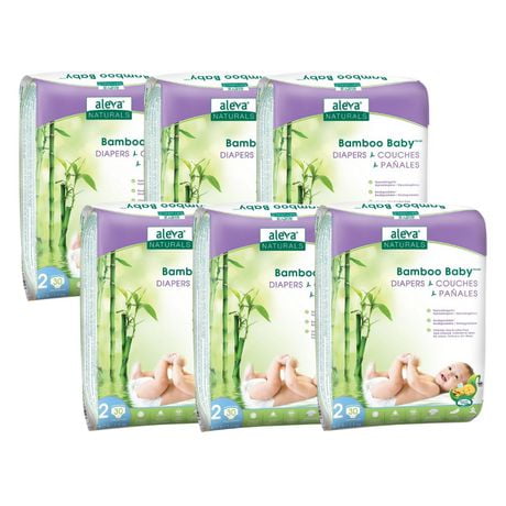 Aleva Naturals® Bamboo Baby Diapers, Economy Pack (Size 2) - 180 Count