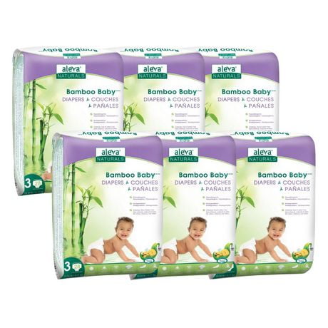 Aleva Naturals® Bamboo Baby Diapers, Economy Pack (Size 3) - 168 Count