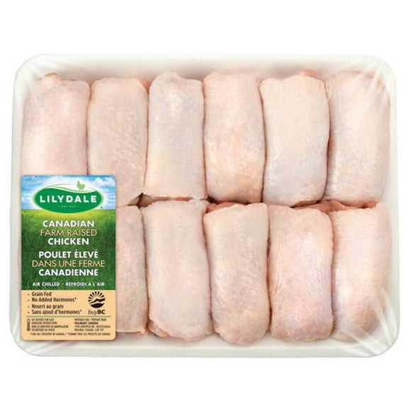 Lilydale Bone-In Chicken Thighs, 8-12 pieces per tray, 1.50 - 1.83 kg