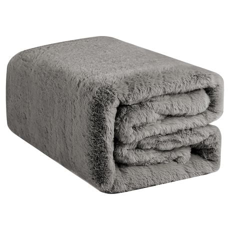 Luxurious Millano Soft Light Grey Faux Fur Throw | Walmart Canada