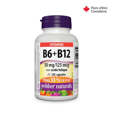 Webber Naturals® Vitamin B6 + B12 With Folic Acid, 50 Mg/125 Mcg ...