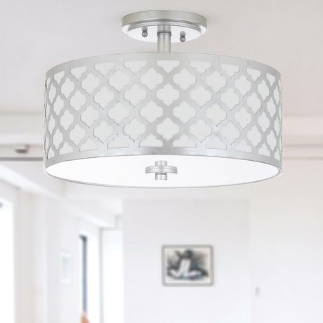 SAFAVIEH Kora 3-Light Quatrefoil 15 in. Dia. Flush Mount  Silver