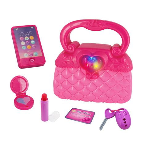 Kid Connection My First Purse with Light 6 Piece Pretend Playset for Ages 3+, 6pcs Set