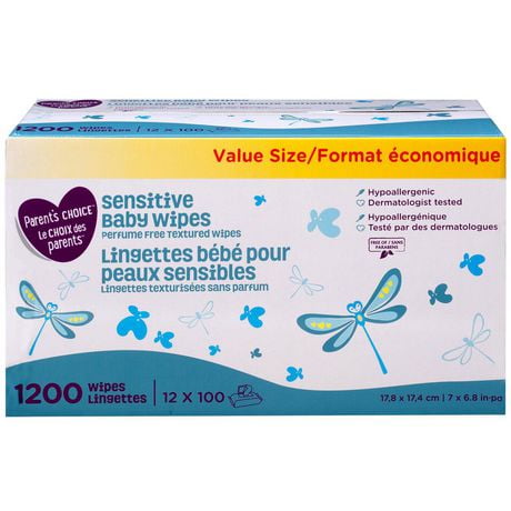 Parent's Choice Sensitive Parfum Free Textured Baby Wipes, 1200 wipes