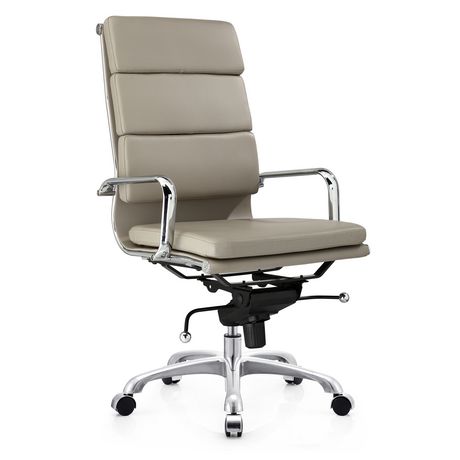 Office Chair Paco high back Grey Contemporary Adjustable Ergonomic soft ...