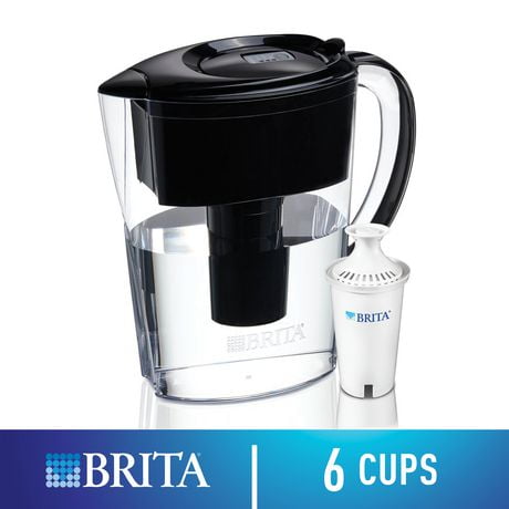 Brita Small 6 Cup Water Filter Pitcher with 1 Standard Filter, BPA Free – Space Saver, Black, Enjoy healthier tap water