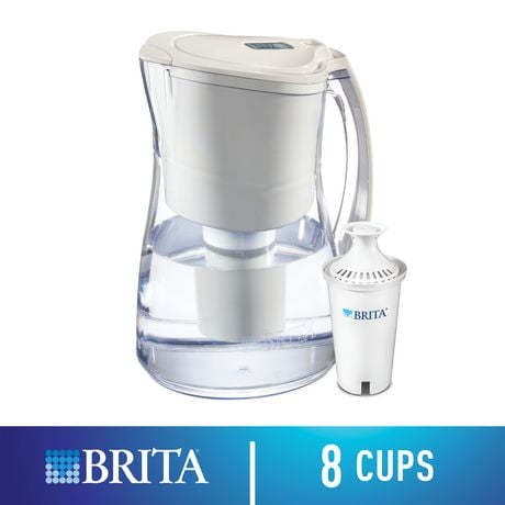 Brita Marina Water Filter Pitcher with 1 Standard Filter, Black, 8 Cup, Perfect size for any household.