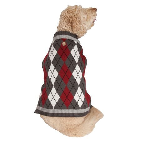 Holiday Time Rhubarb Argyle Dog Sweater