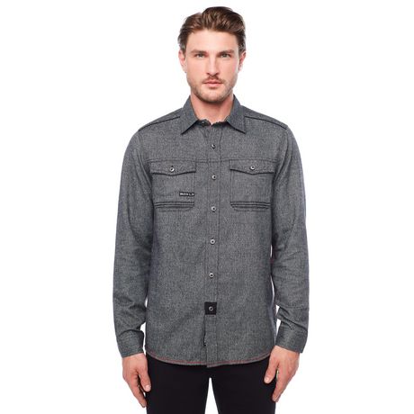 Dark Black Men's Long-Sleeve Button-Down Shirt | Walmart Canada