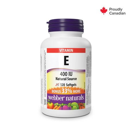 Webber Naturals® Vitamin E, Natural Source, 400 IU, 120 softgels, BONUS 33% more