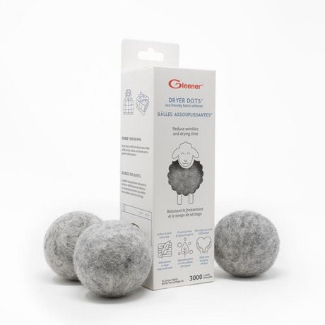 GLEENER Dryer Dots | eco-friendly fabric softener, 3 xl wool dryer balls - 3000 loads
