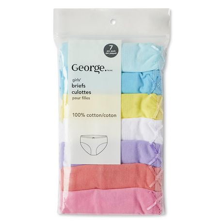 George Girls' Cotton Briefs 7-Pack, Sizes 4-12