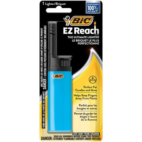 BIC EZ Reach Lighters, The Ultimate Lighter with Extended Wand (1.45-inch), Assorted Colours, 1-Count, 1-Count