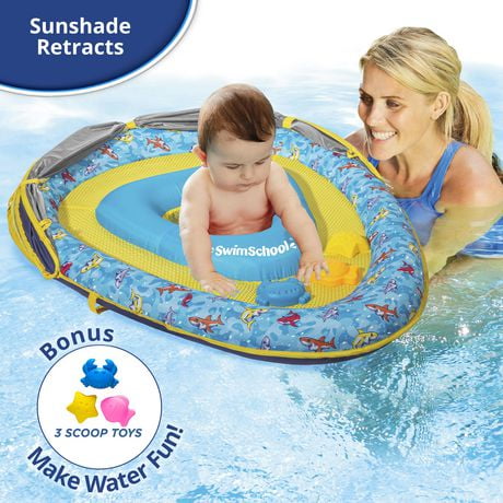 SwimSchool Perfect Fit BabyBoat with Canopy and 3 Toys - Shark ...