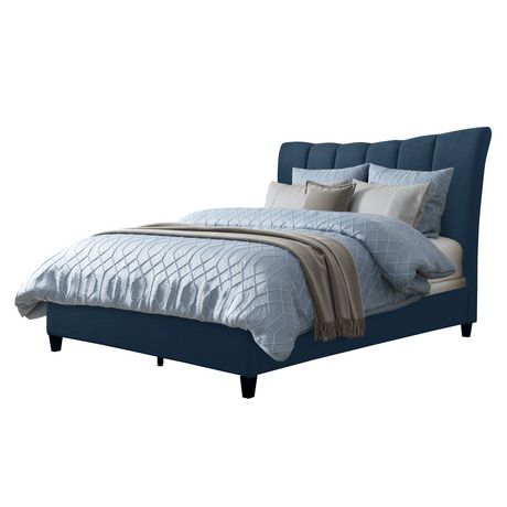 Rosewell Vertical Channel-Tufted Fabric Queen Bed Frame | Walmart Canada