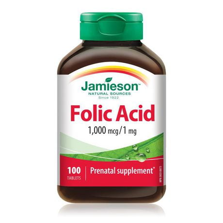 Jamieson Folic Acid 1,000 mcg Tablets, 100 tablets