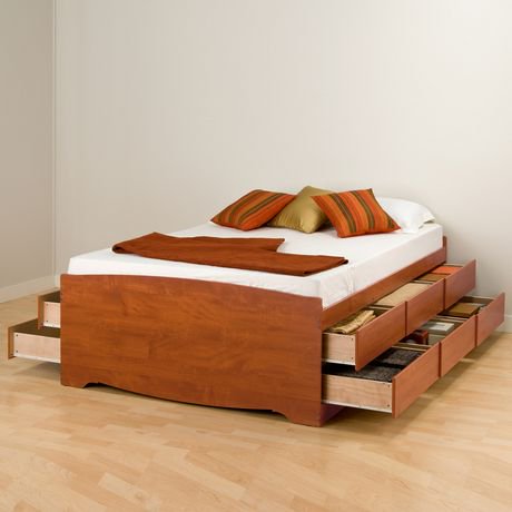 Prepac Tall Full Captain's Platform Storage Bed with 12 ...