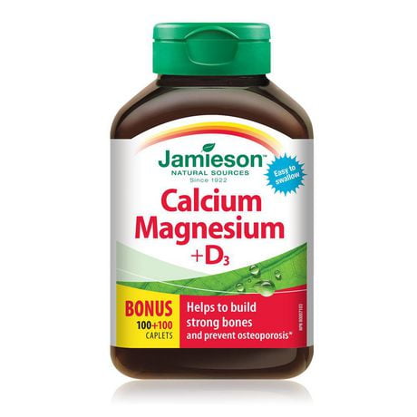 Jamieson Calcium Magnesium Plus Vitamin D3 Caplets, 100+100 caplets