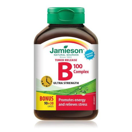 Jamieson Comprimés de Complexe Vitamine B 100 mg à Dégagement Graduel 90 + 30 comprimés