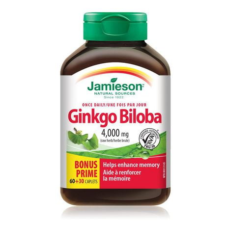 Jamieson Ginkgo Biloba 4,400 mg Caplets, 60+30 caplets