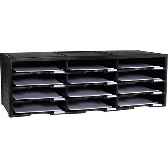 Storex 12-Compartment Literature Organizer/Document Sorter, Black
