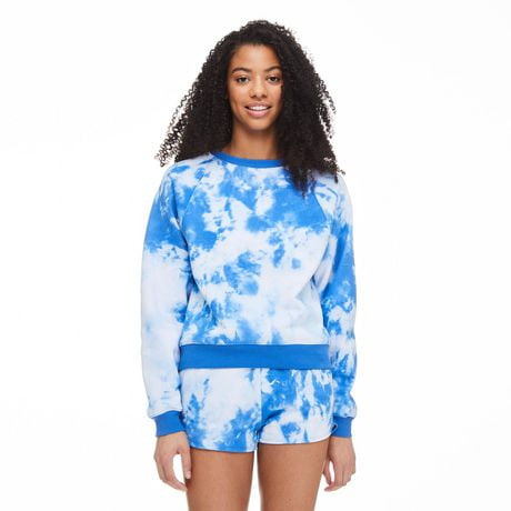 No Boundaries Women's Printed Cropped French Terry Sweatshirt | Walmart ...