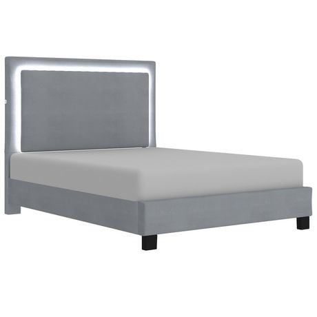 78" King Platform Bed with Light, Grey