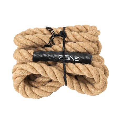 GoZone 20ft Battle Rope – Natural/Black, With rubberized grip