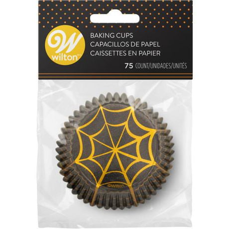 Caissettes standard d’Halloween avec toile d’araignée dorée métallique Wilton, 24 unités