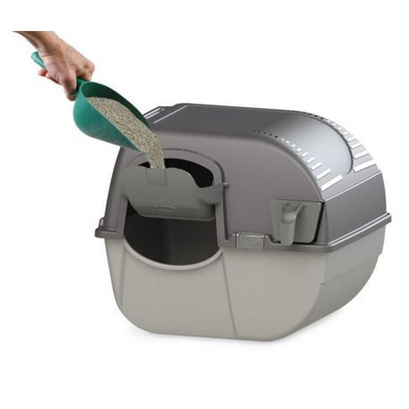 Omega Paw EZ Fill Roll 'n Clean Self Cleaning Litter Box Regular Size, Self Cleaning Easy to Fill Litter Box