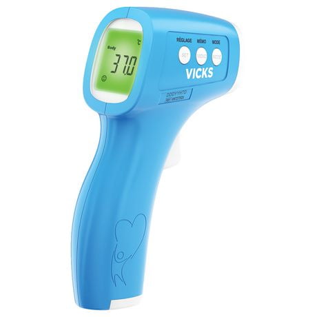Thermomètre médical à infrarouge sans contact VNT275CA Vicks Fever Insight à code couleur