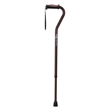 Hugo Adjustable Offset Handle Cane With Reflective Strap, Cocoa 