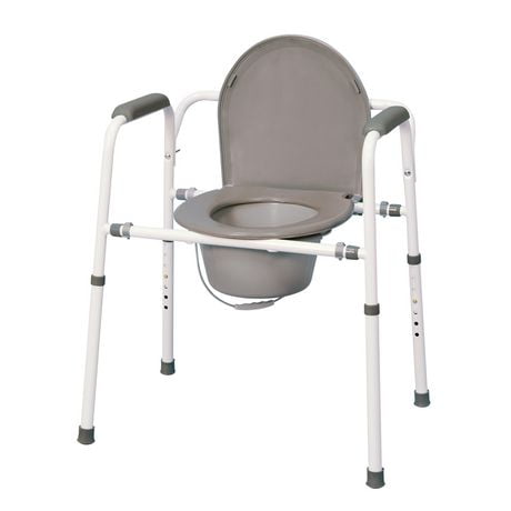 MedPro Versatile Homecare Commode Chair with Adjustable Height, Grey
