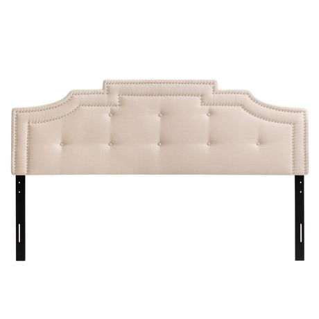 Aspen Crown Silhouette Padded Headboard with Tufting and Nail Trim, King