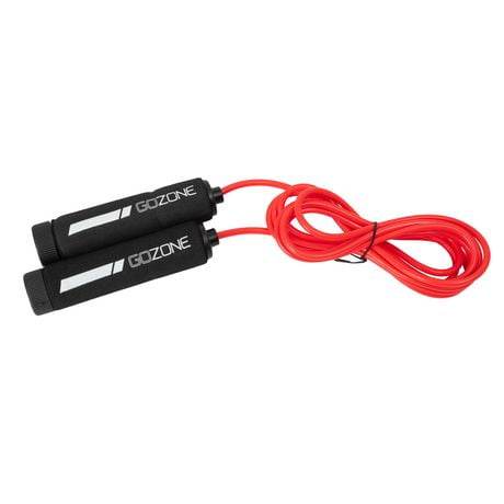 GoZone Comfort Handle Jump Rope – Red/Black, Adjustable jump rope
