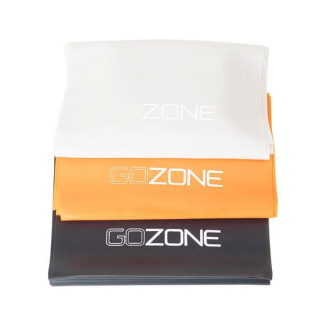3 bandes élastiques plates GoZone – Noir/orange/blanc En matériau durable